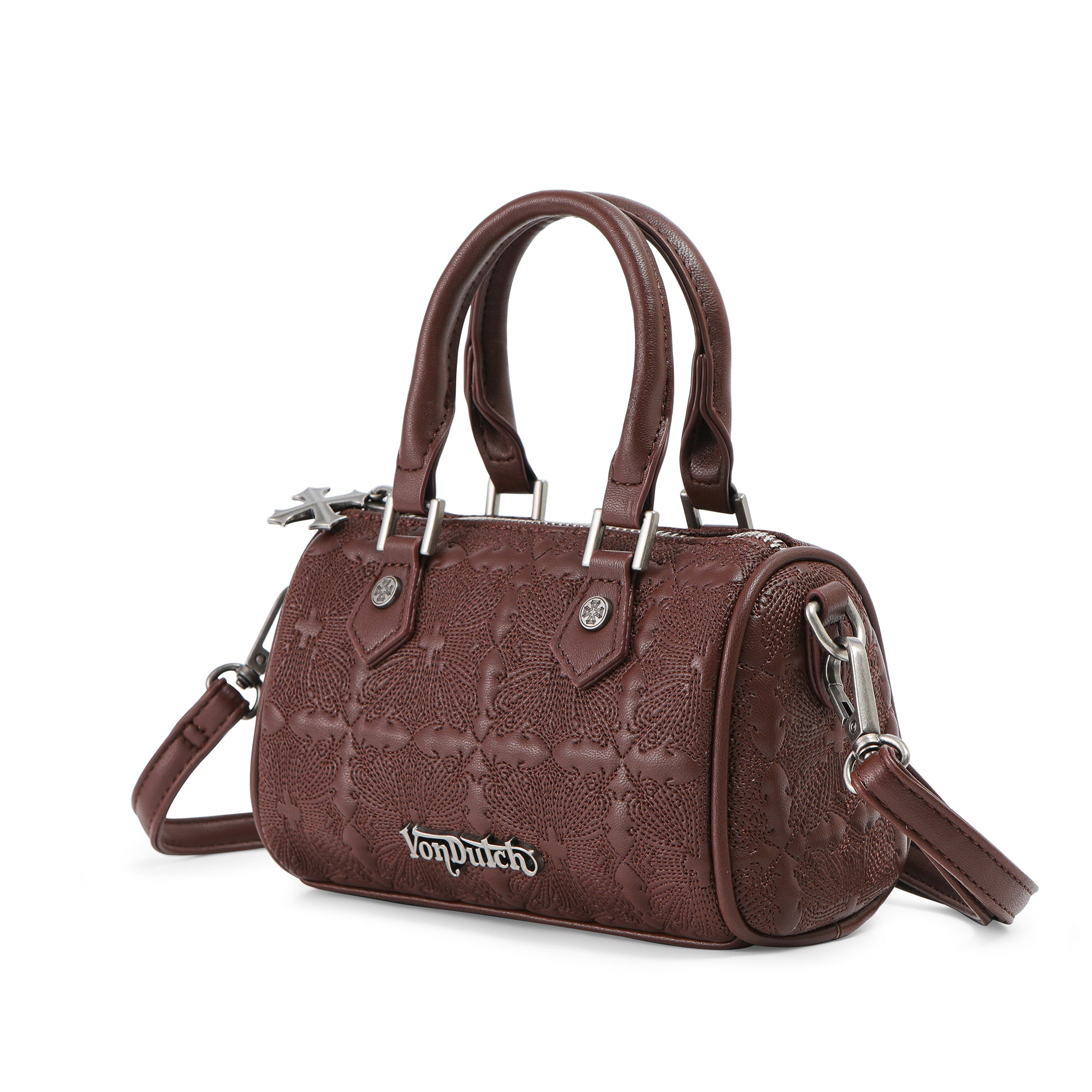 Embroidered Chopper Hanna Bag - Brown - Image 3