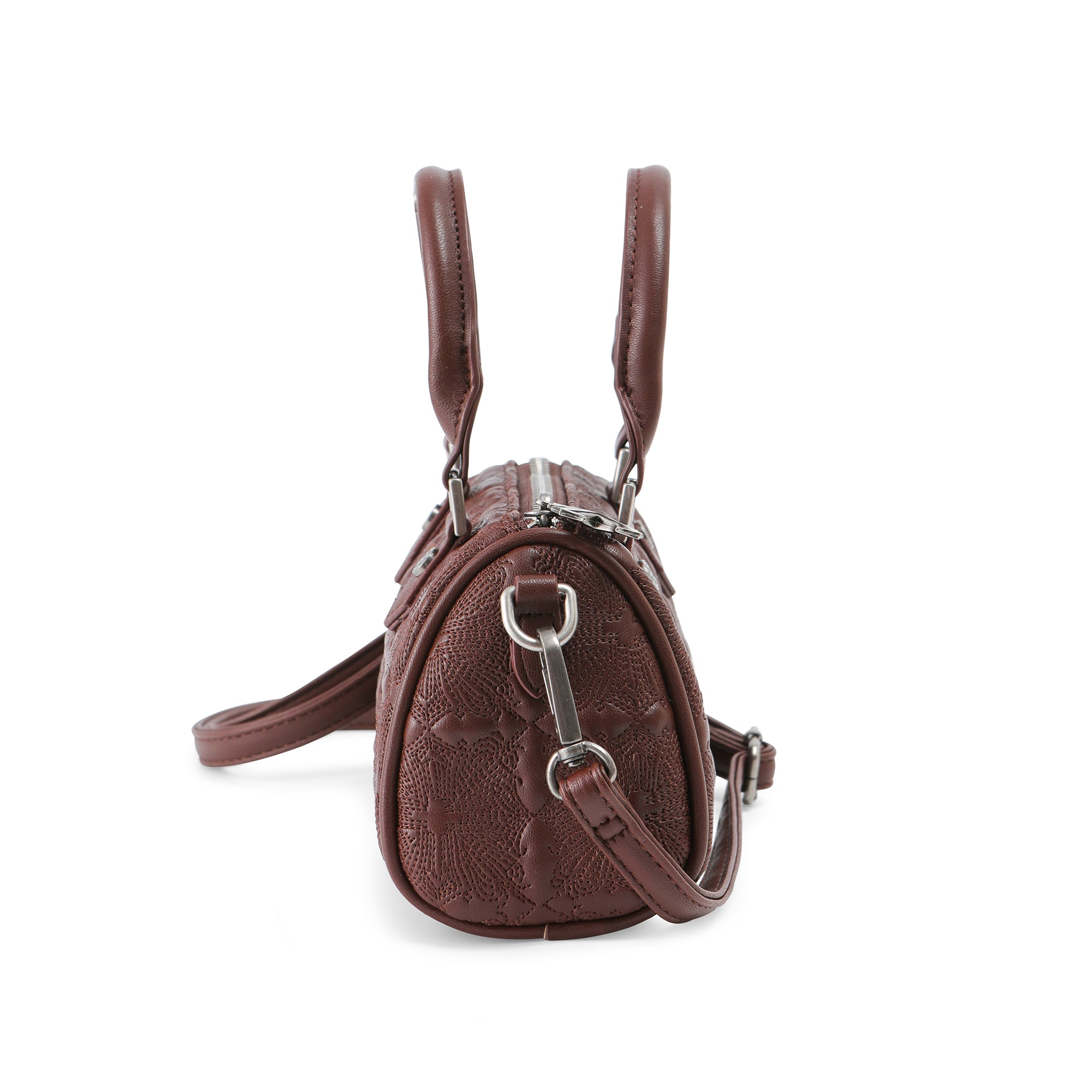Embroidered Chopper Hanna Bag - Brown - Image 5