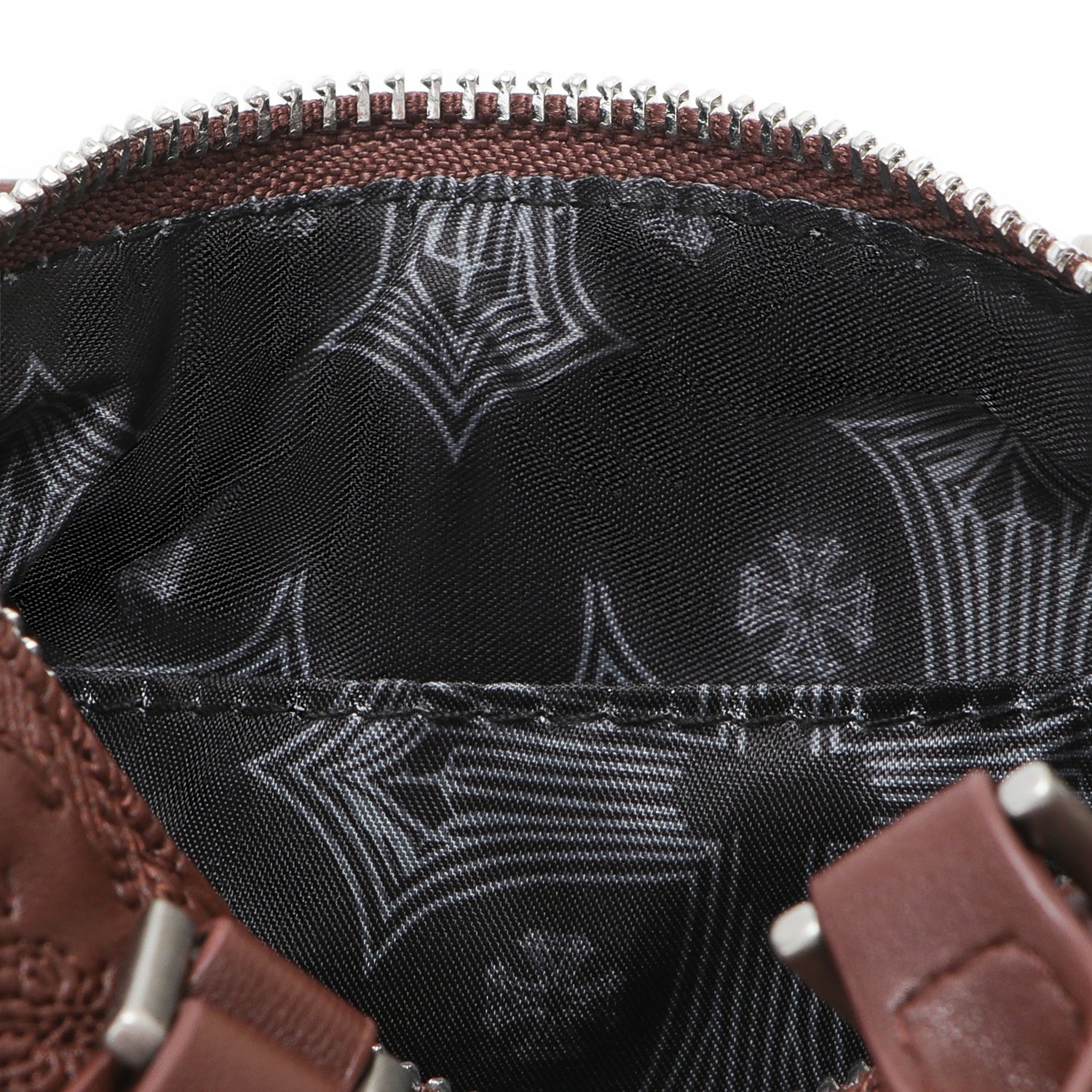 Embroidered Chopper Hanna Bag - Brown - Image 6