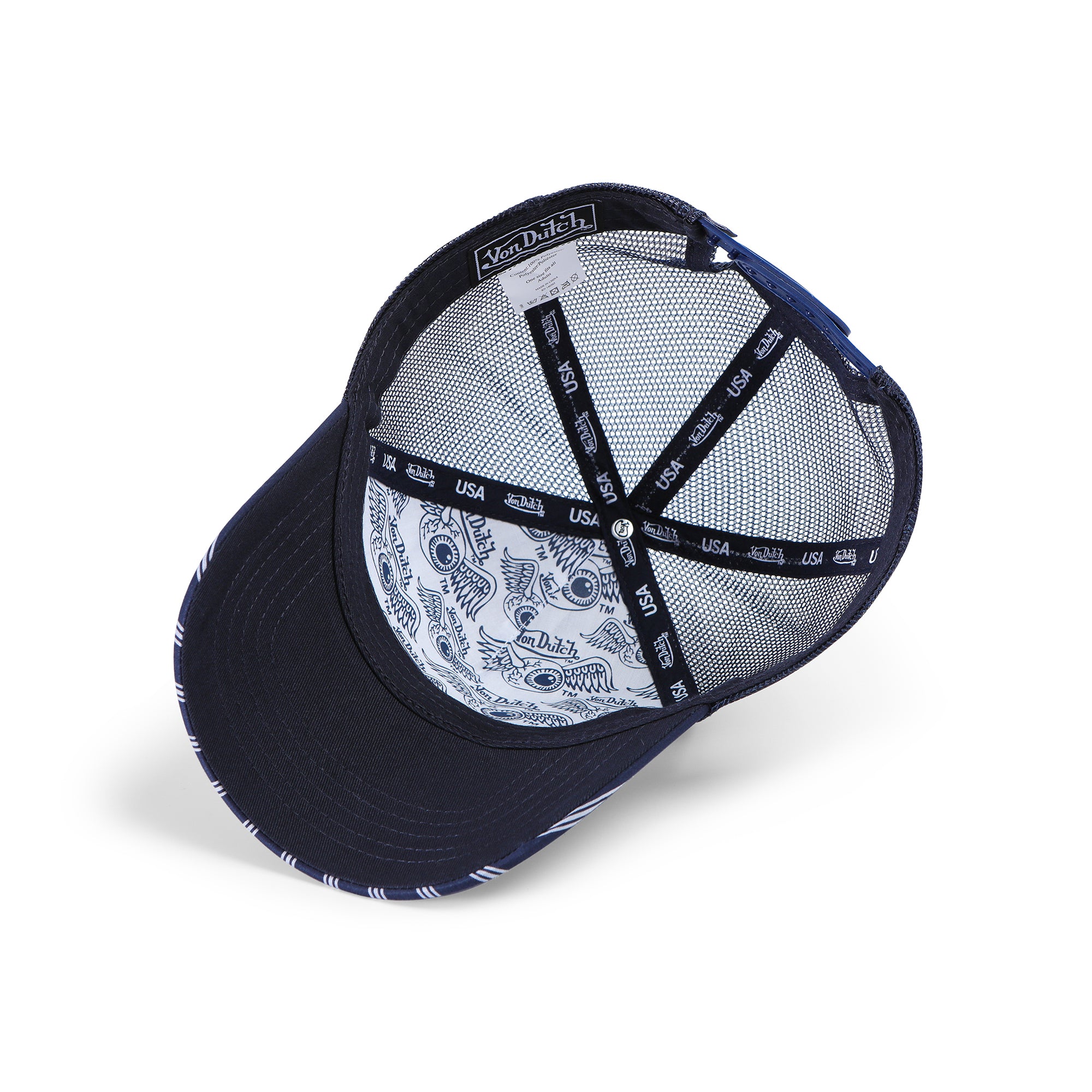 Navy & White Stripe Trucker Hat - Image 6