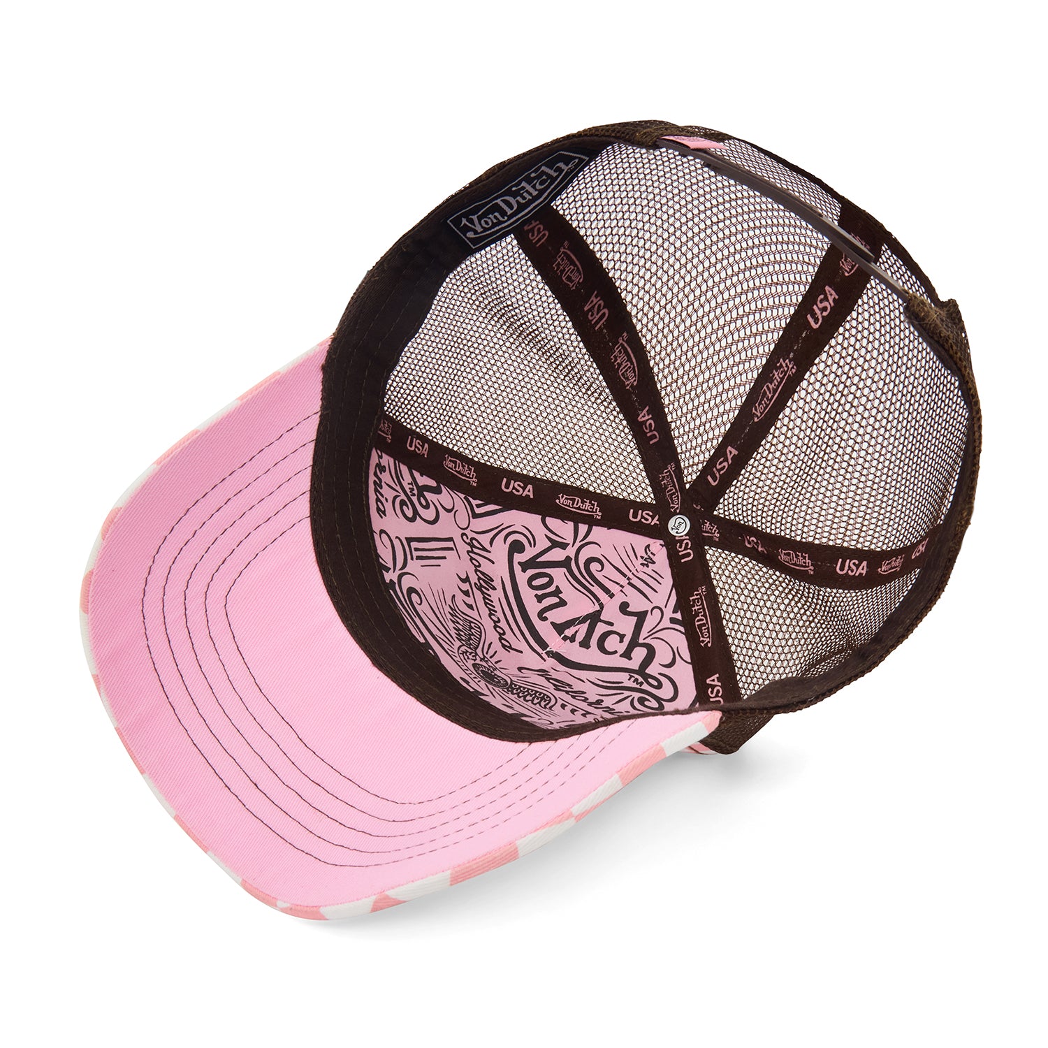 Pink Checker Trucker Hat - Image 6