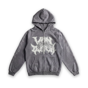 GRAY DISTRESSED HOODIE ?C VD x HARDFEST