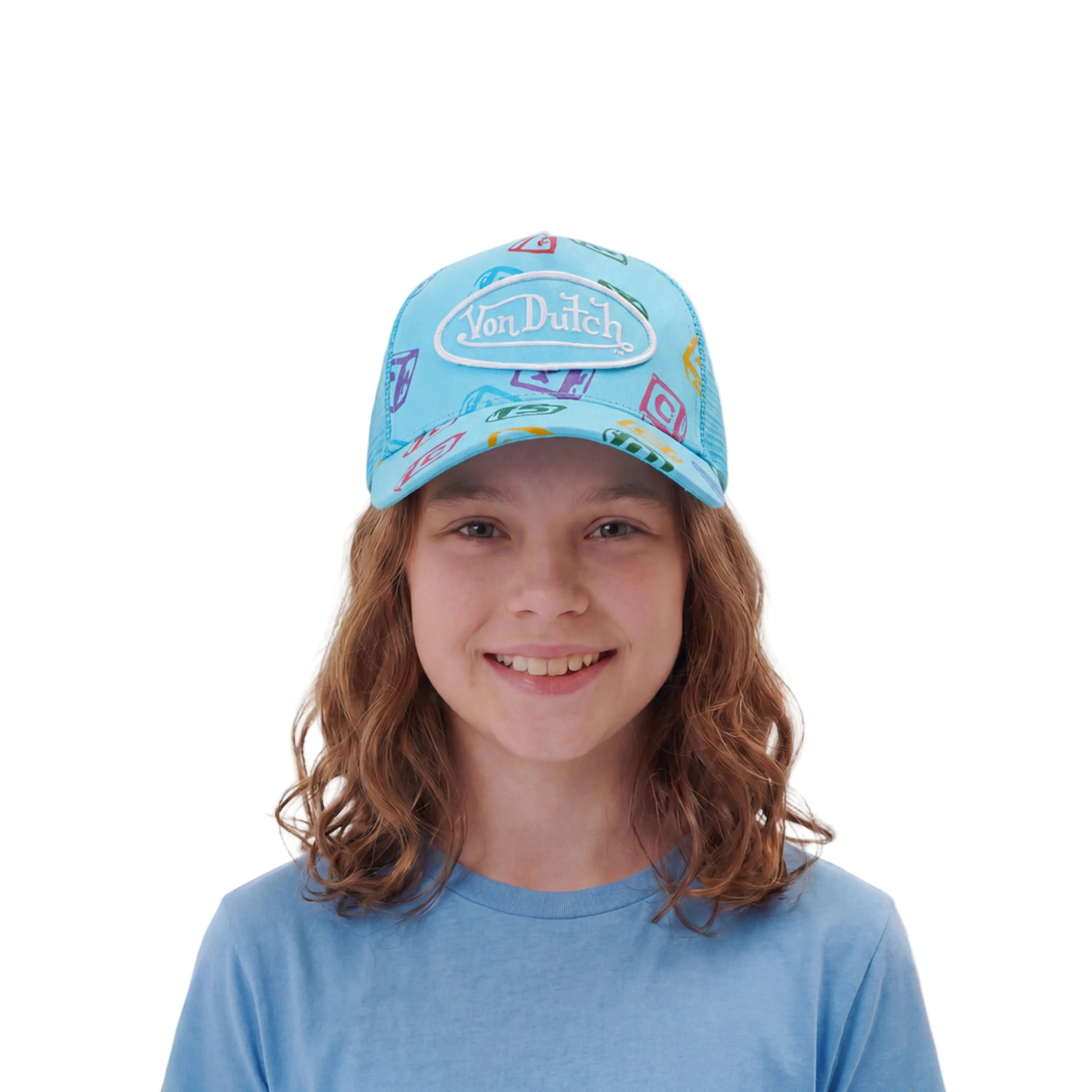 Kids Classic Trucker Hat - Blue All Over Blocks - Image 2