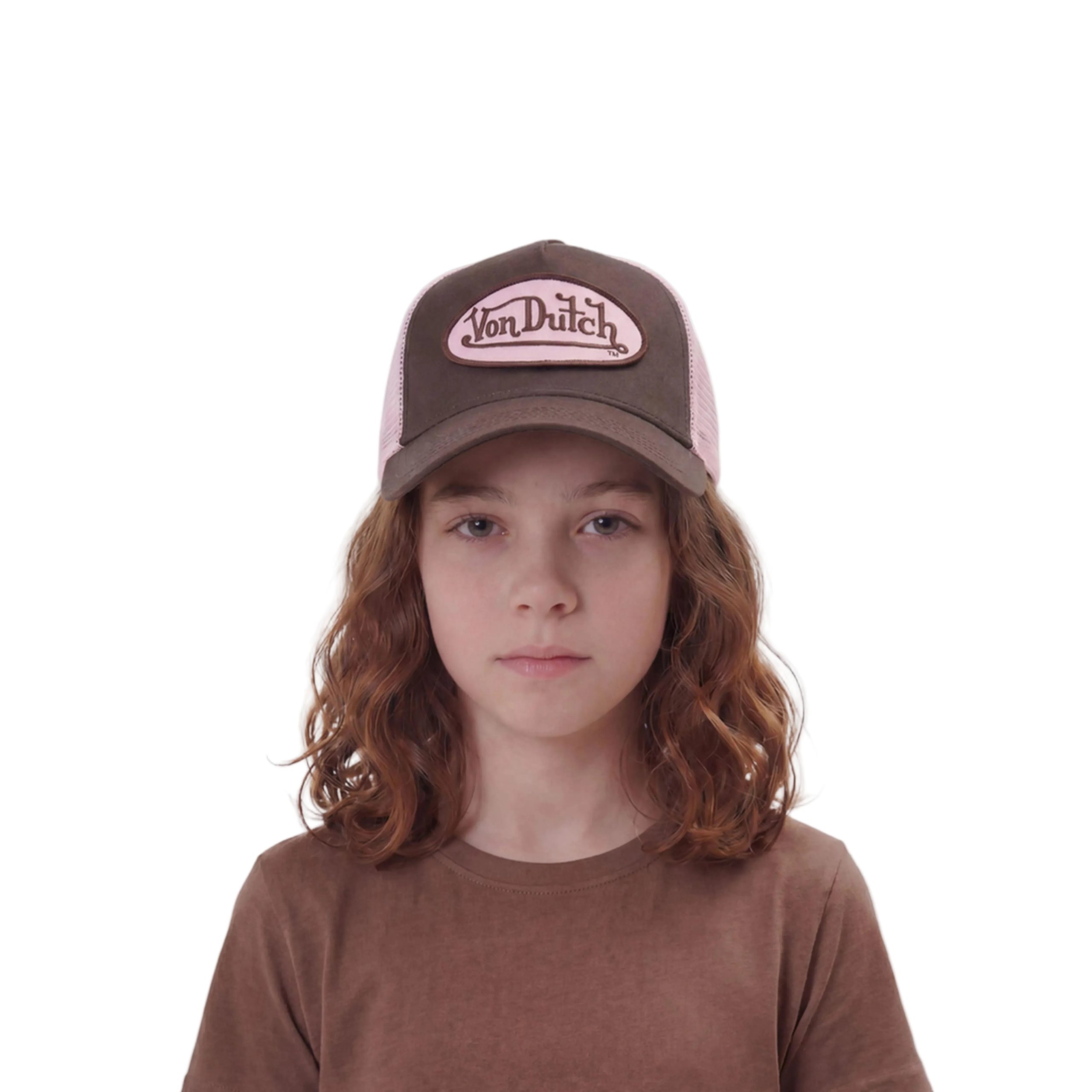 Kids Classic Trucker Hat - Brown & Pink - Image 2