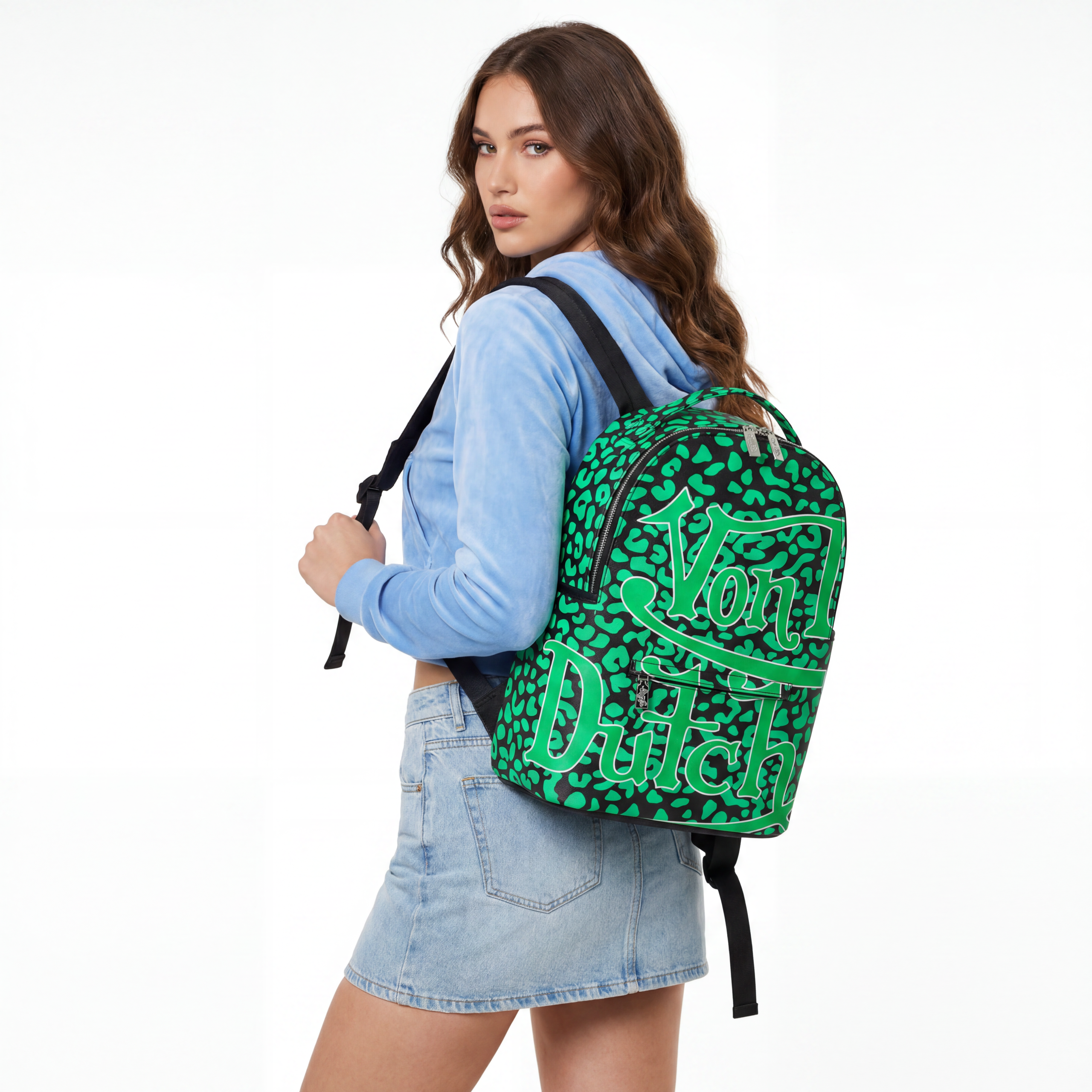 Medium Sized Green Cheetah Backpack - Image 2