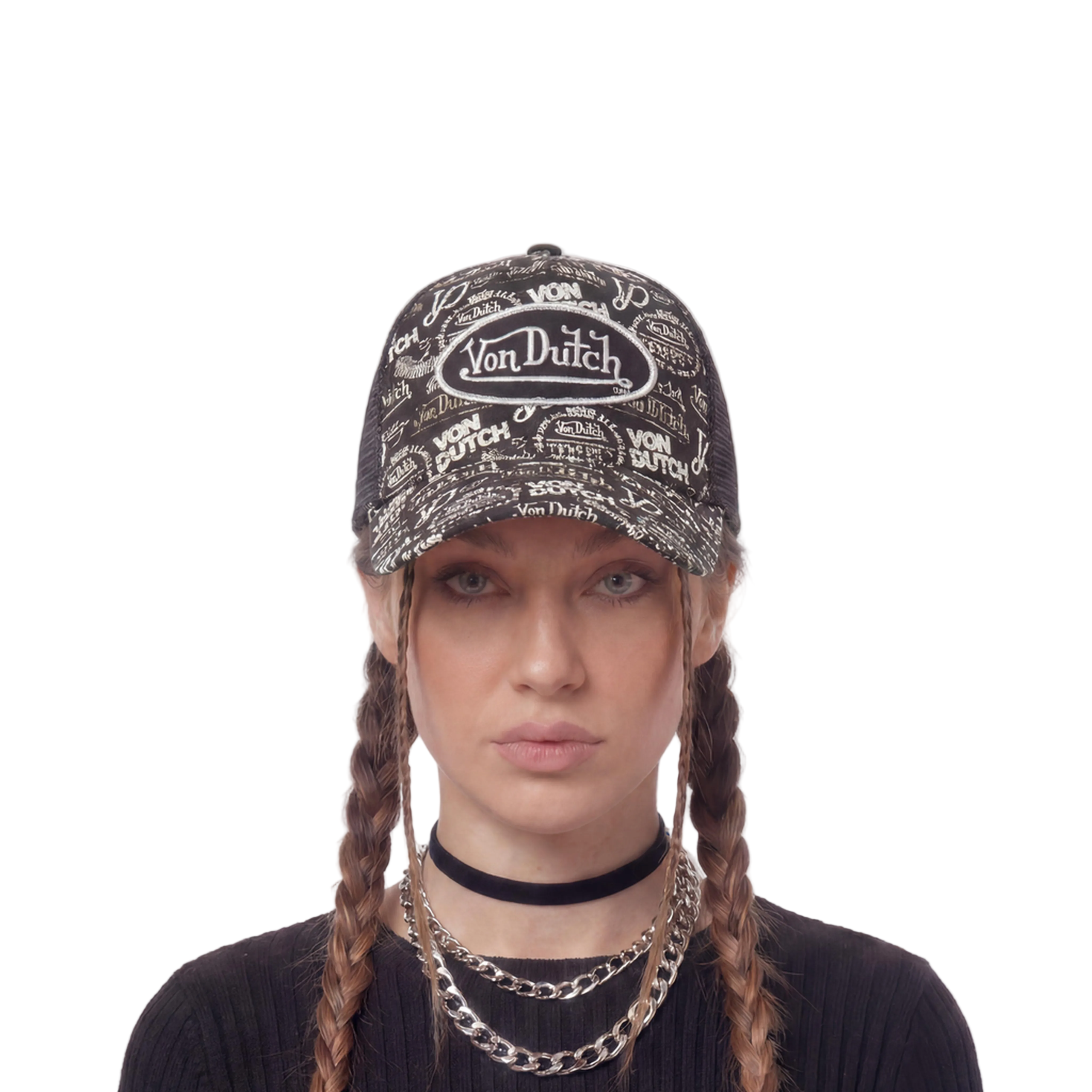 Logo Stamp Trucker Hat - Black and White - Image 2