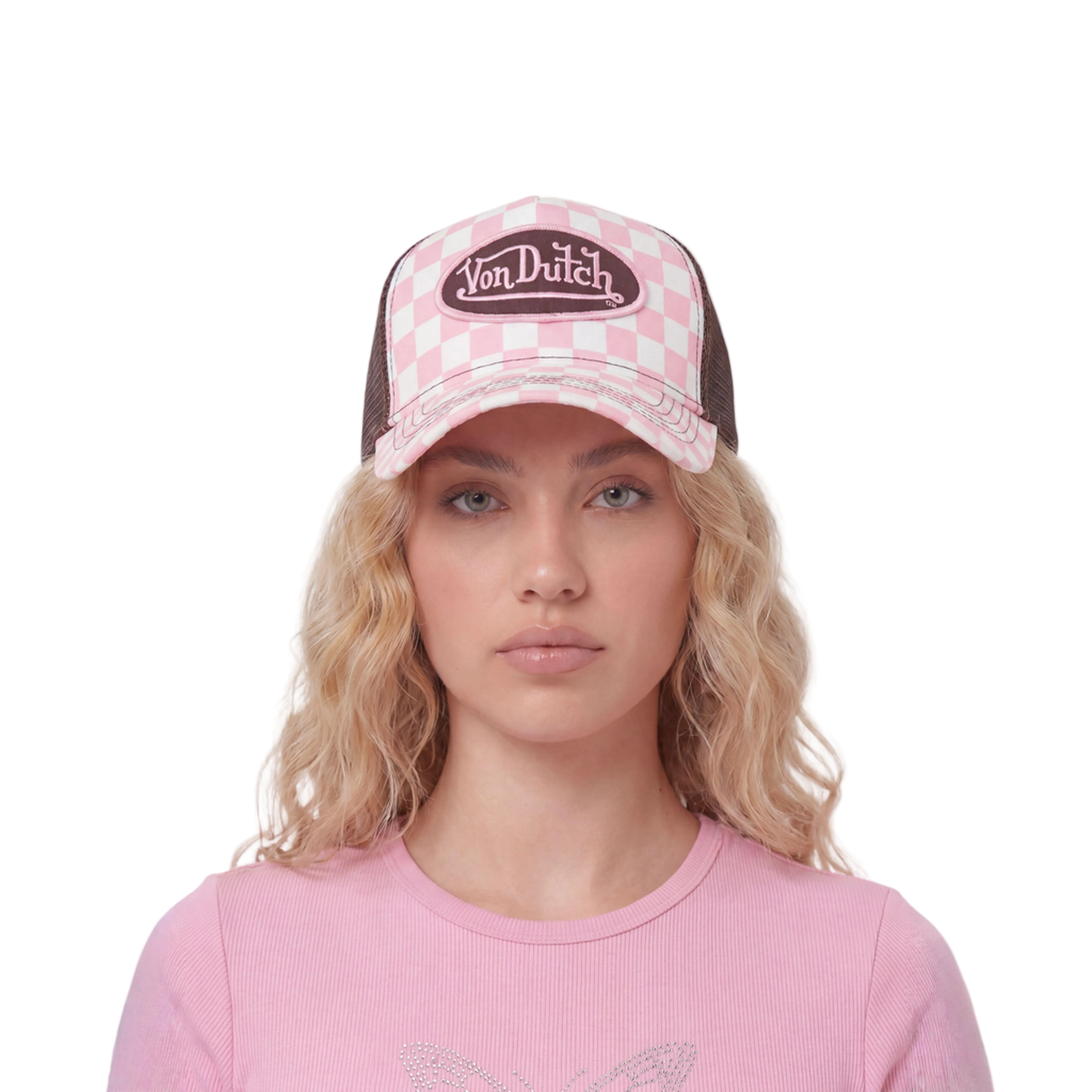 Pink Checker Trucker Hat - Image 2