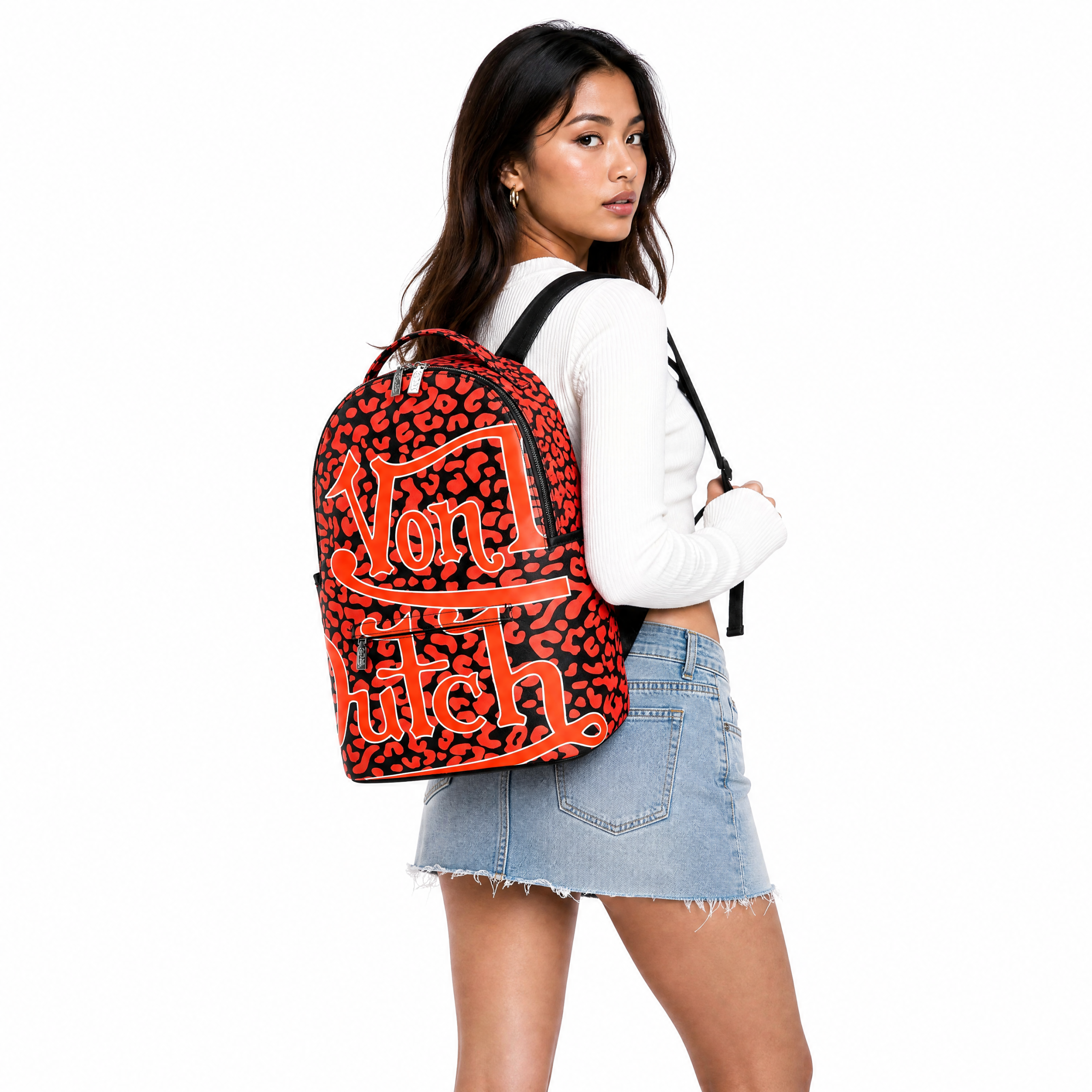 Medium Sized Orange Cheetah Backpack - Image 2