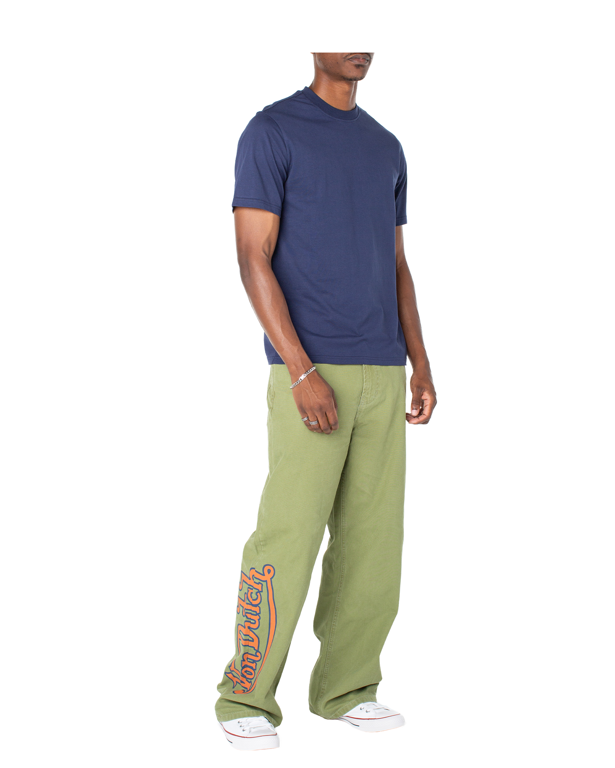 Men's Baggy Contrast Graphic Patch Straight Reaper Pant ?C Olive - Image 2