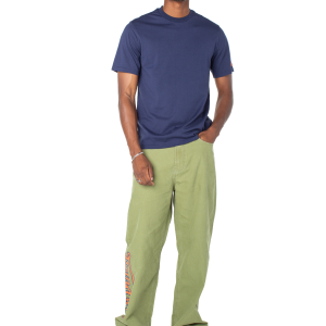 Men's Baggy Contrast Graphic Patch Straight Reaper Pant ?C Olive