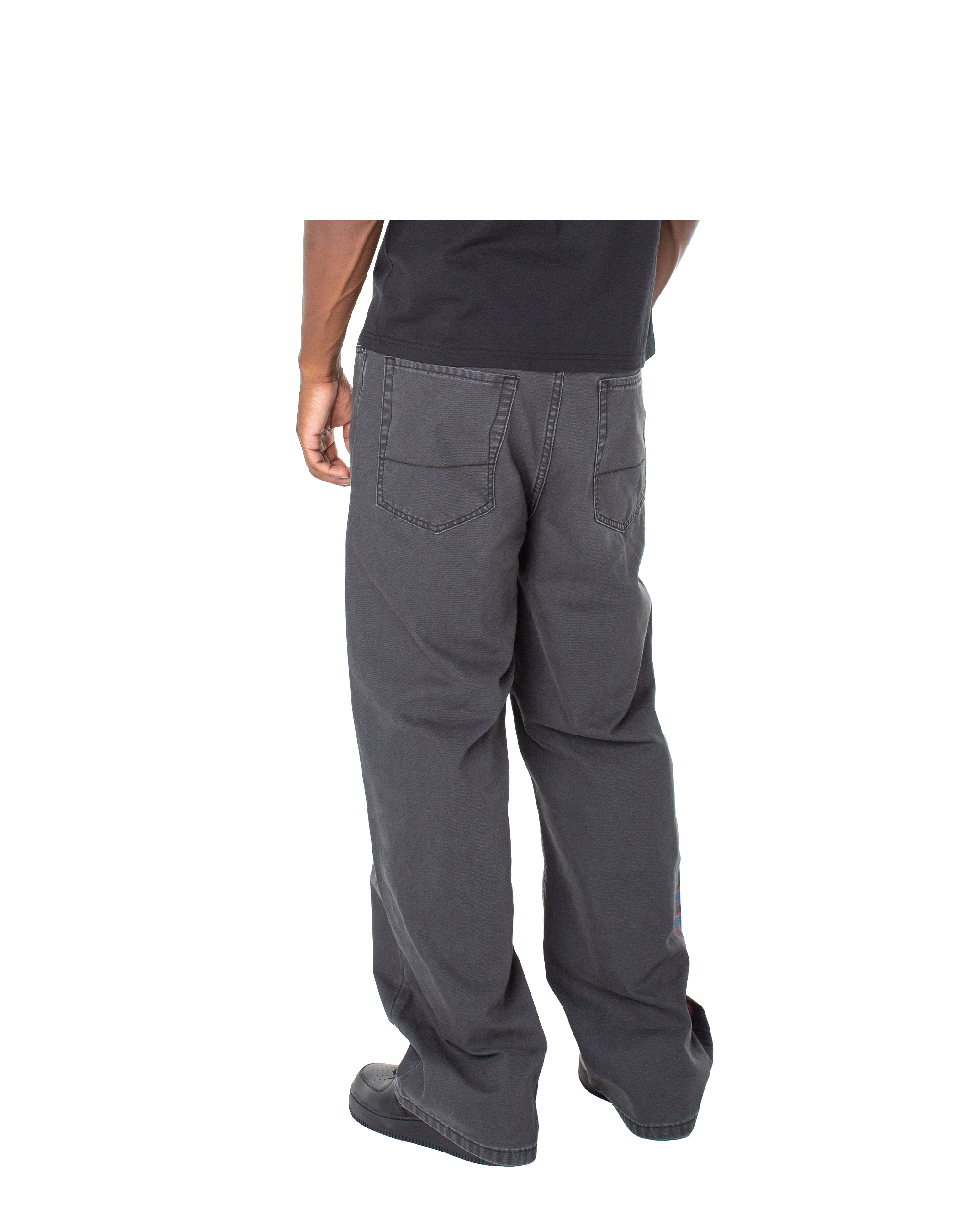 Men's Baggy Contrast Graphic Patch Straight Reaper Pant ?C Black - Image 3
