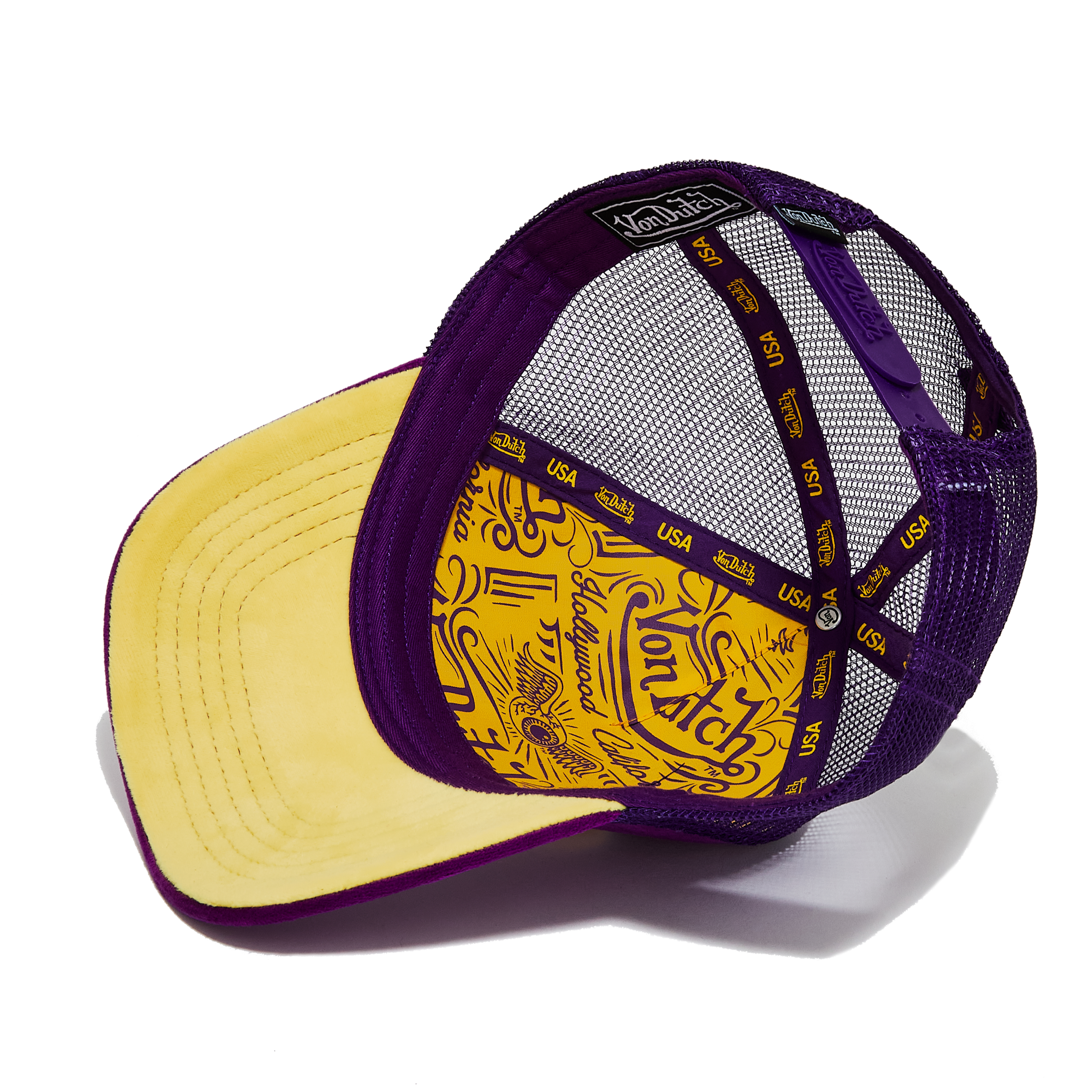 Purple & Yellow Velvet Trucker Hat - Image 5