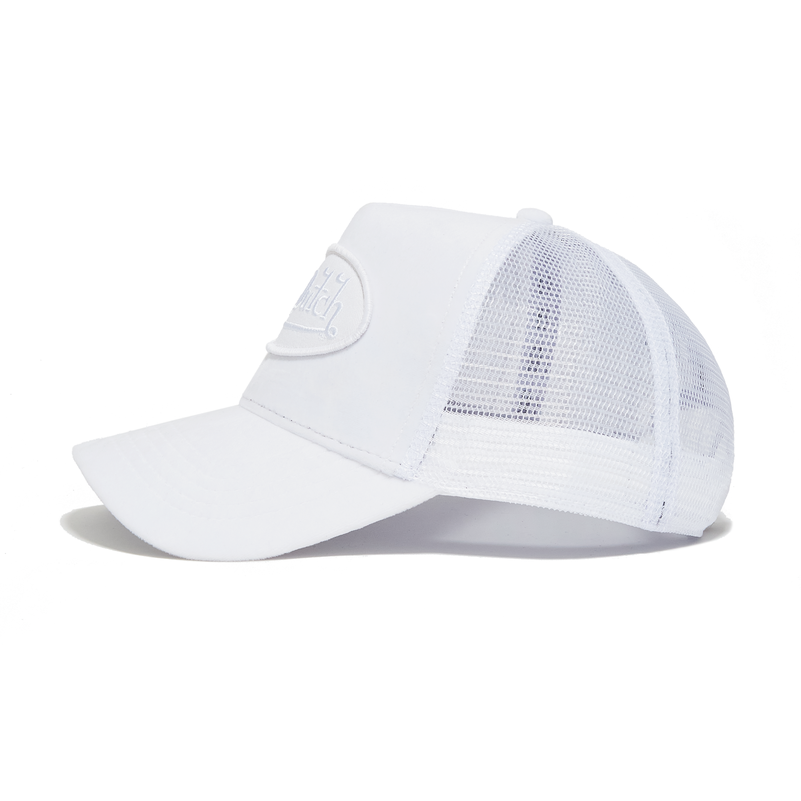 Von Dutch Triple White Velvet Trucker Hat - Image 3