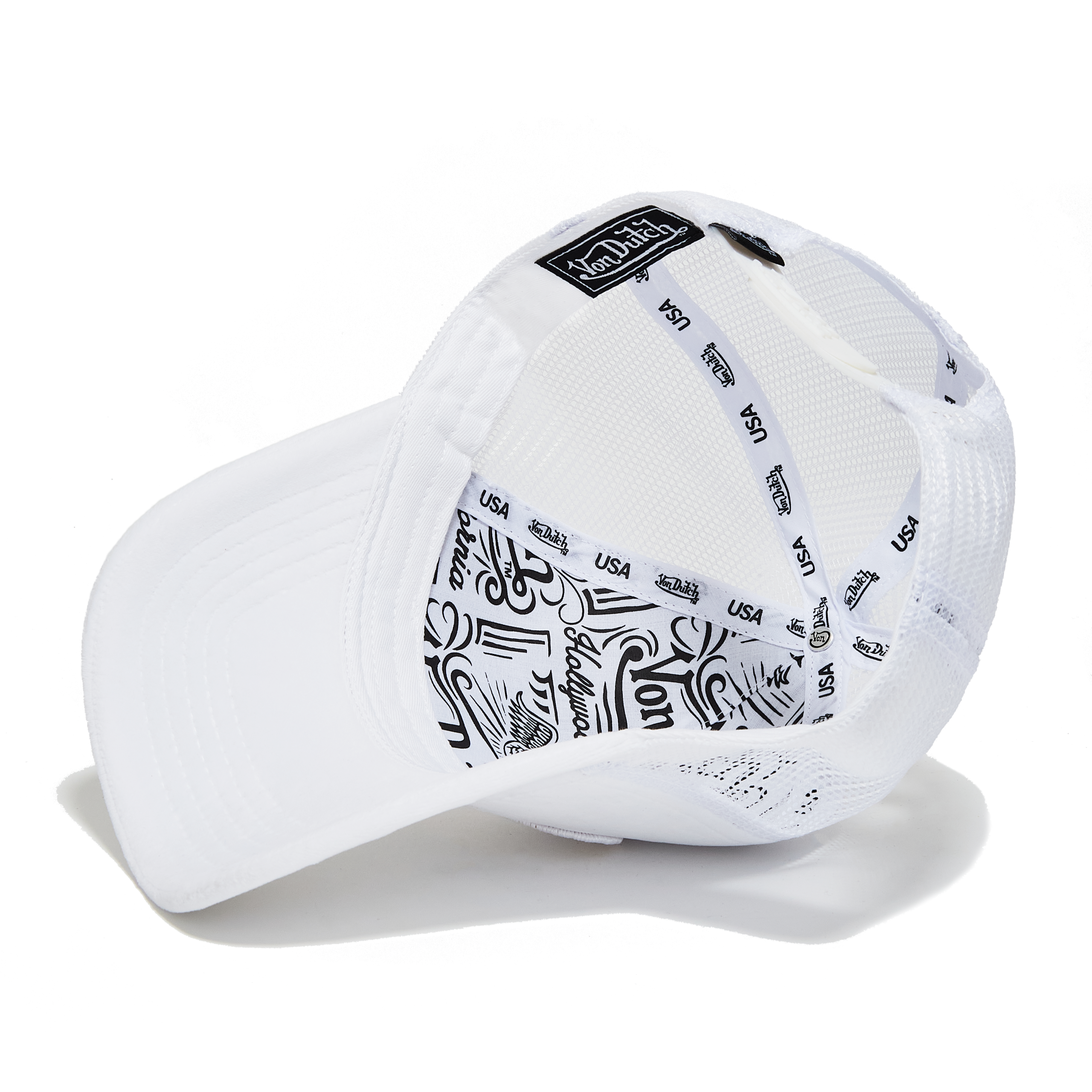 Von Dutch Triple White Velvet Trucker Hat - Image 5