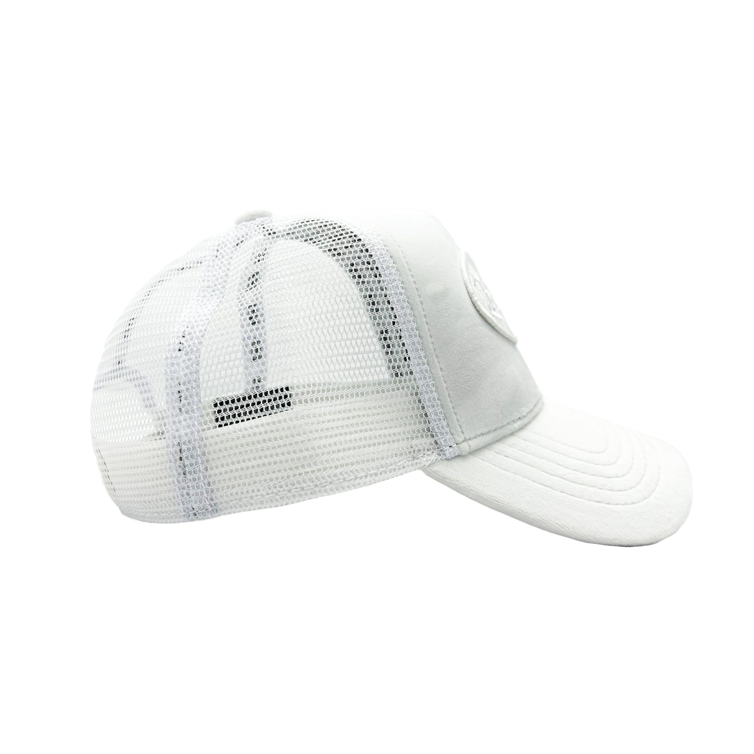 Von Dutch Triple White Velvet Trucker Hat - Image 6