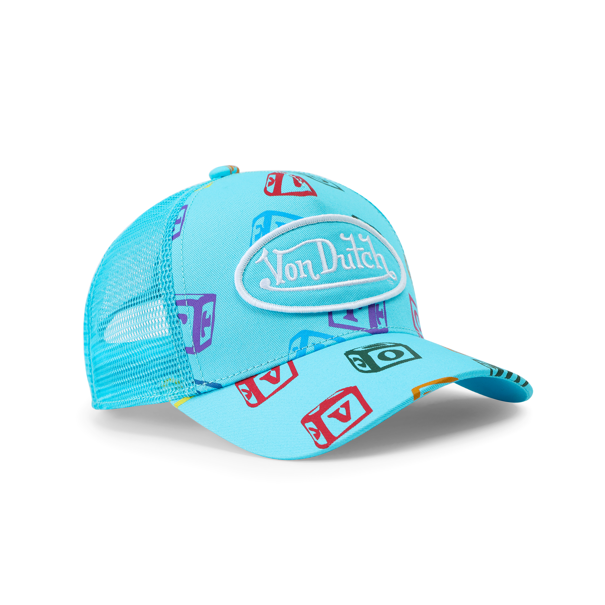 Kids Classic Trucker Hat - Blue All Over Blocks - Image 6
