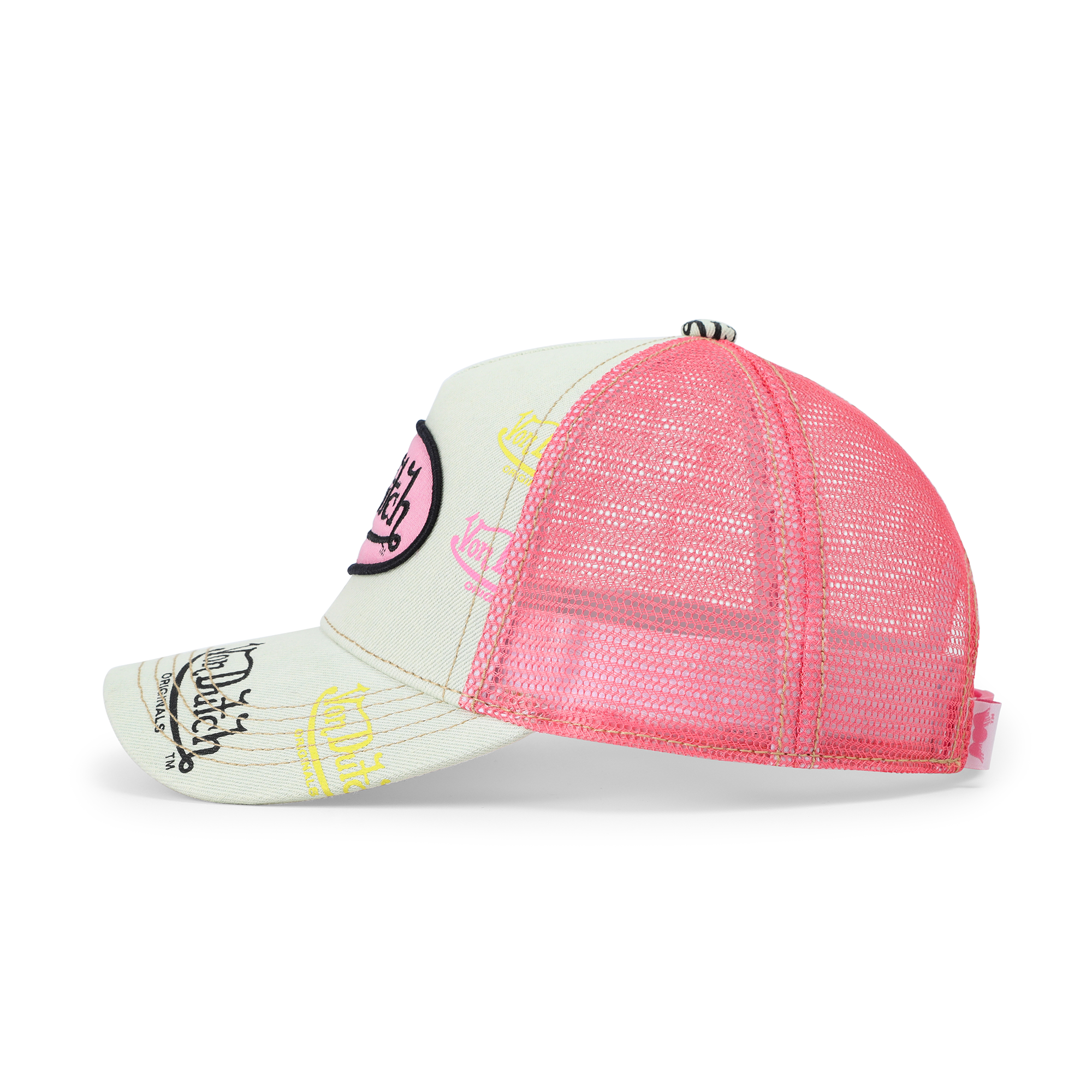 Kids Light Denim Trucker Hat - Pink Logo - Image 3