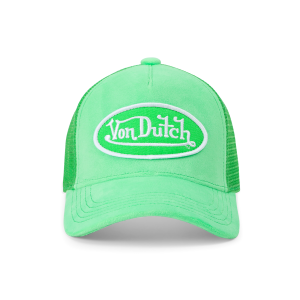 Kids Velvet Trucker Hat - Lime Green