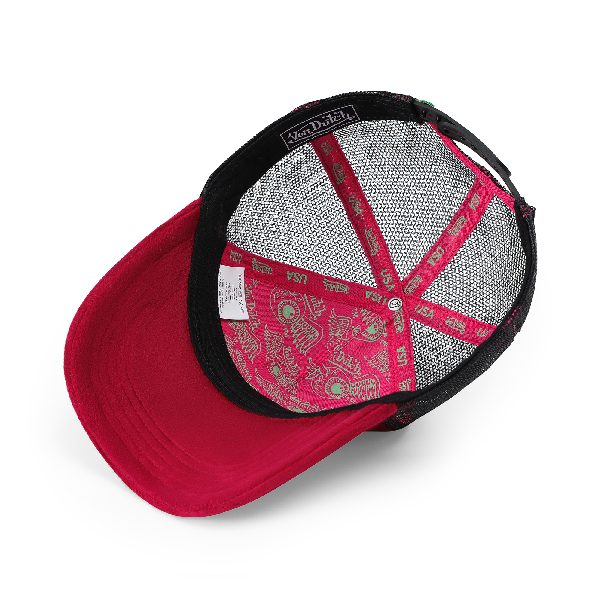 Kids Velvet Trucker Hat - Wine/Lime - Image 5