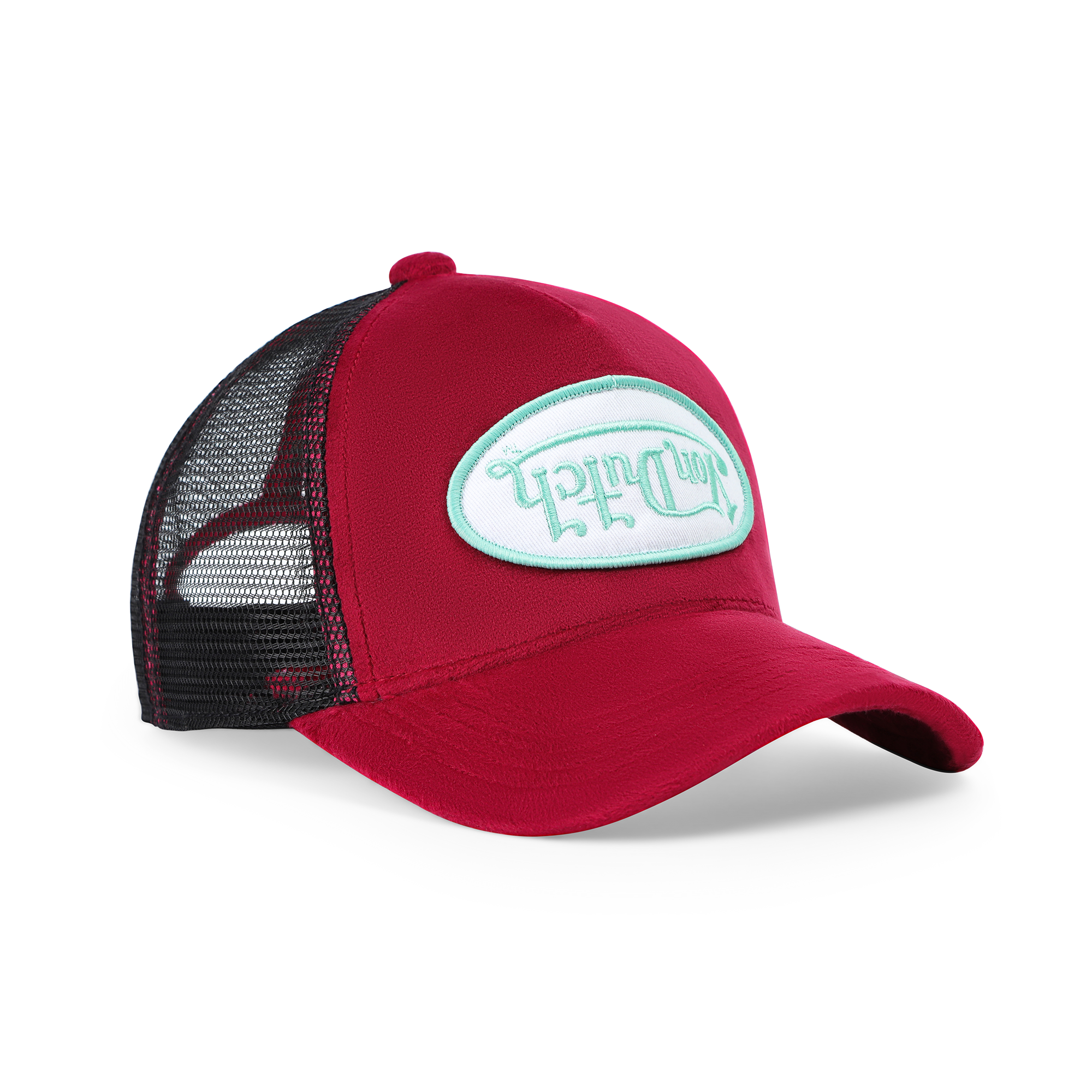 Kids Velvet Trucker Hat - Wine/Lime - Image 6