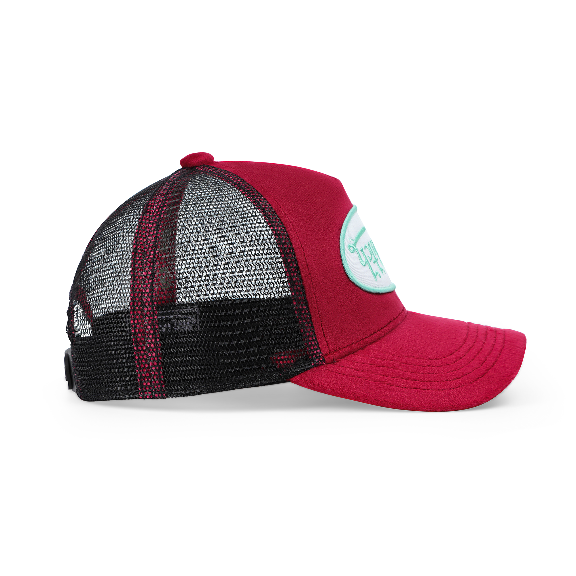 Kids Velvet Trucker Hat - Wine/Lime - Image 7