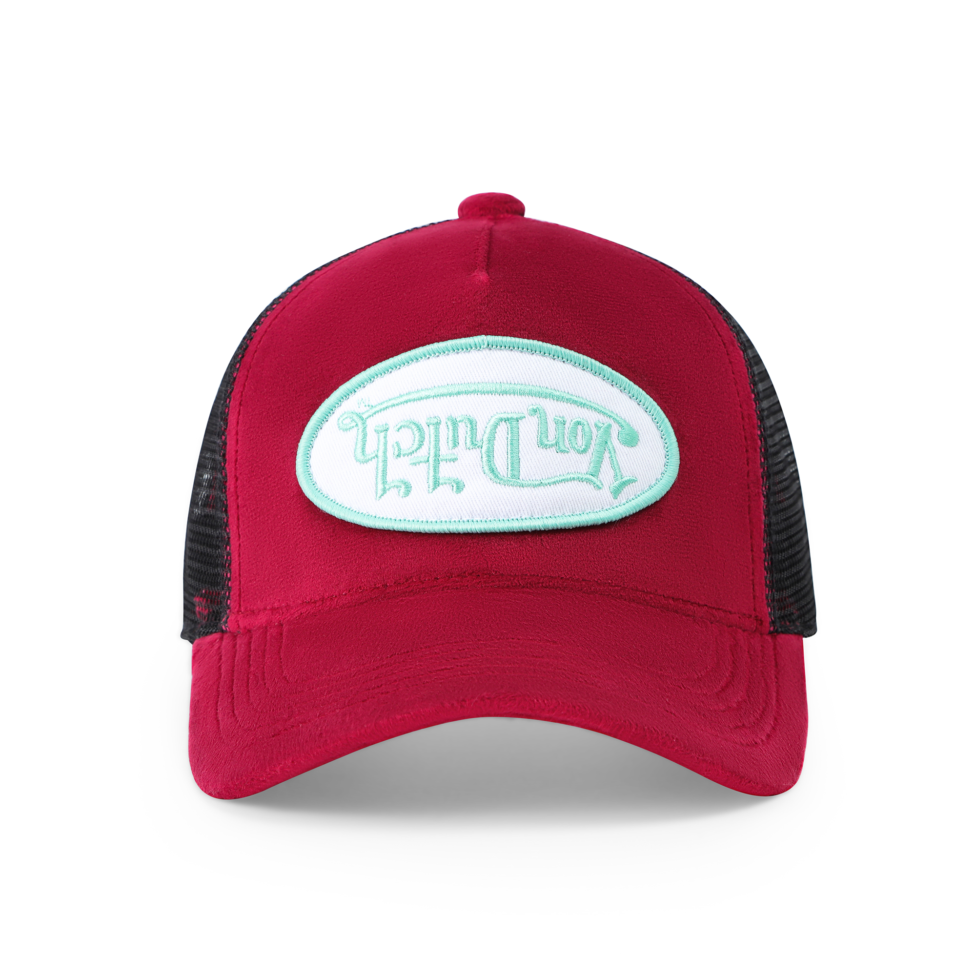 Kids Velvet Trucker Hat - Wine/Lime - Image 9