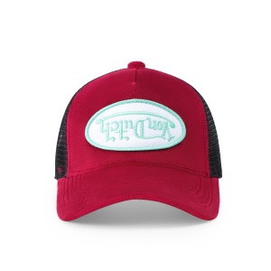 Kids Velvet Trucker Hat - Wine/Lime