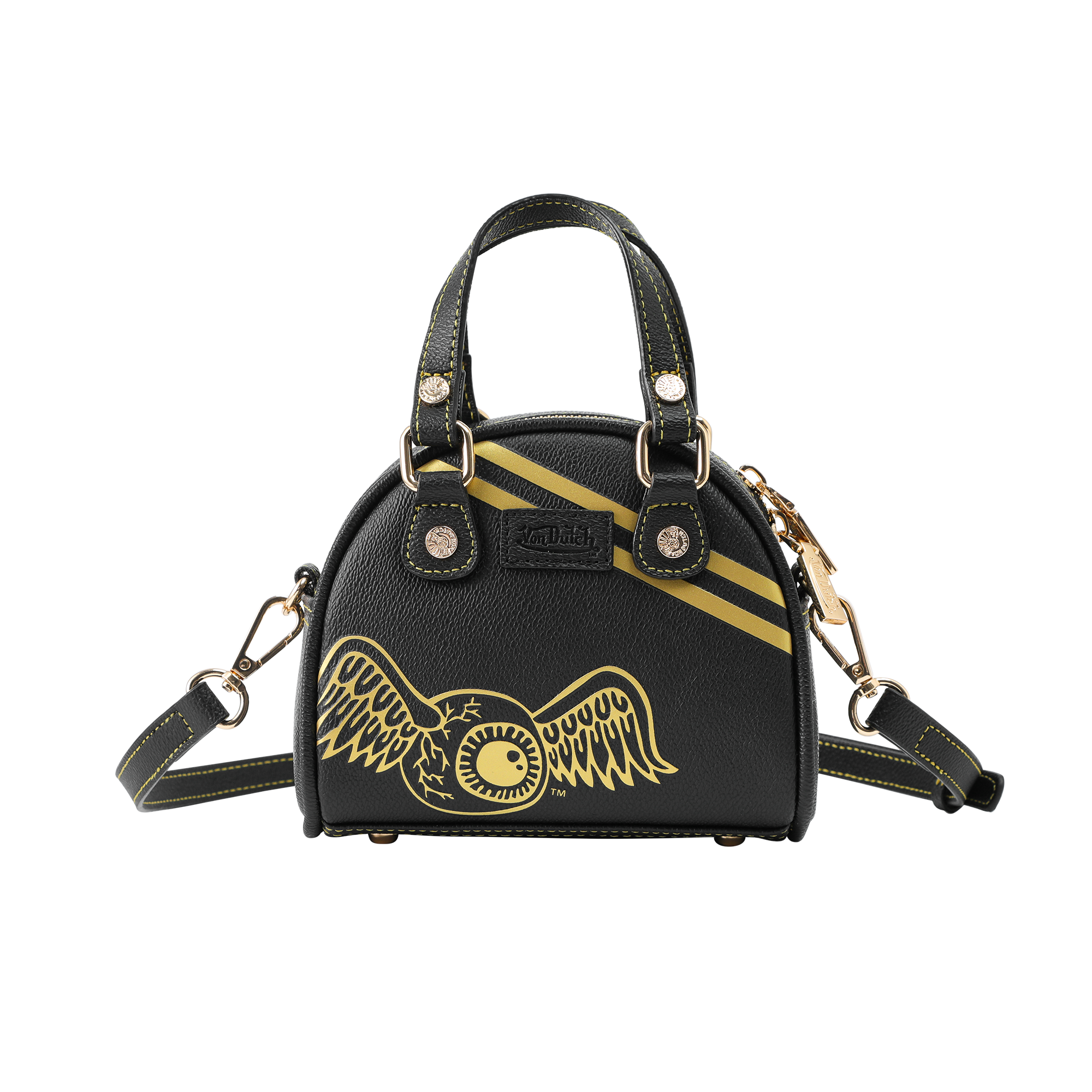 Mini Bowling Bag - Racing Stripe Black & Gold - Image 4