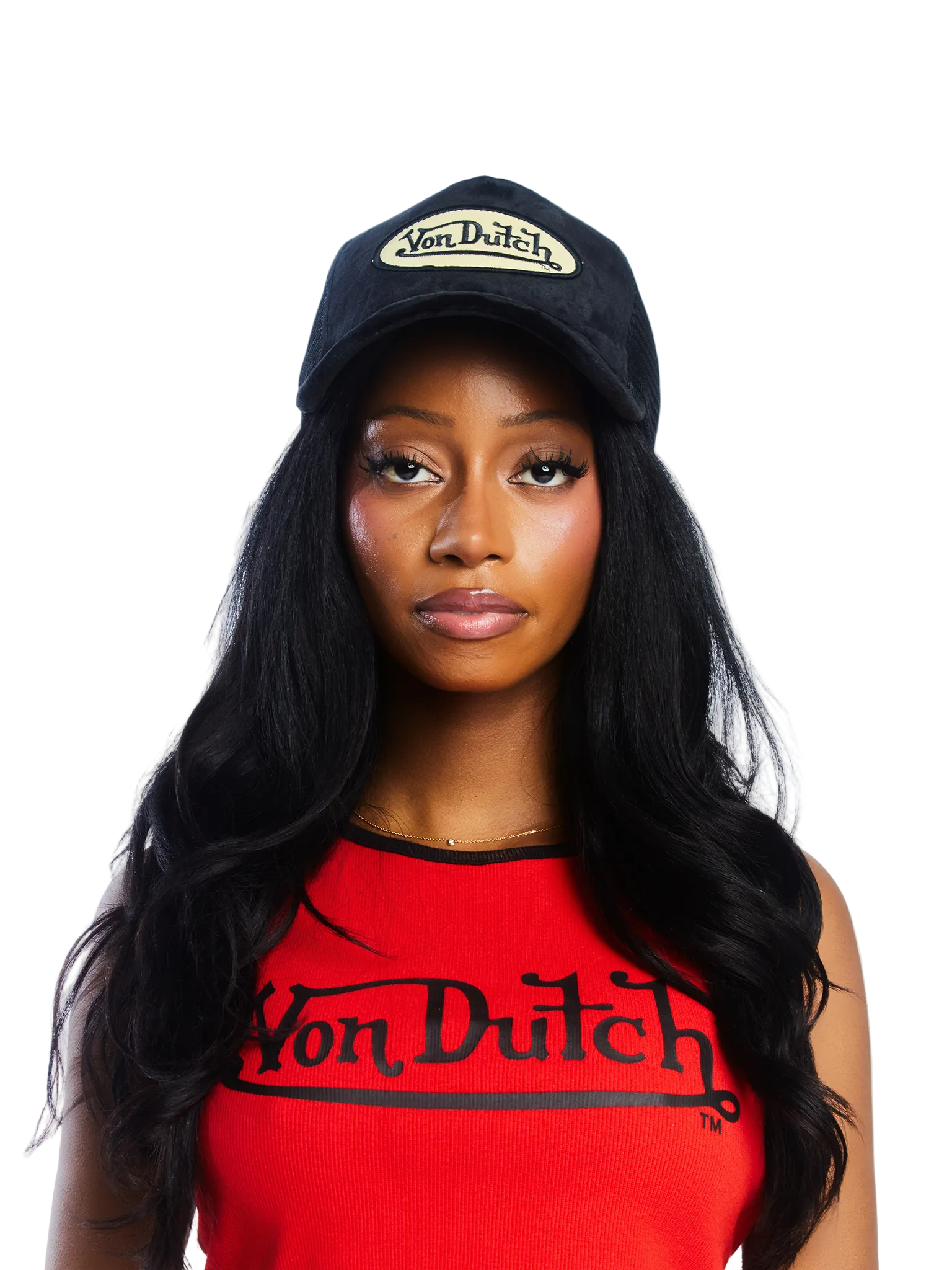 Von Dutch Black Velvet Trucker Hat - Image 2