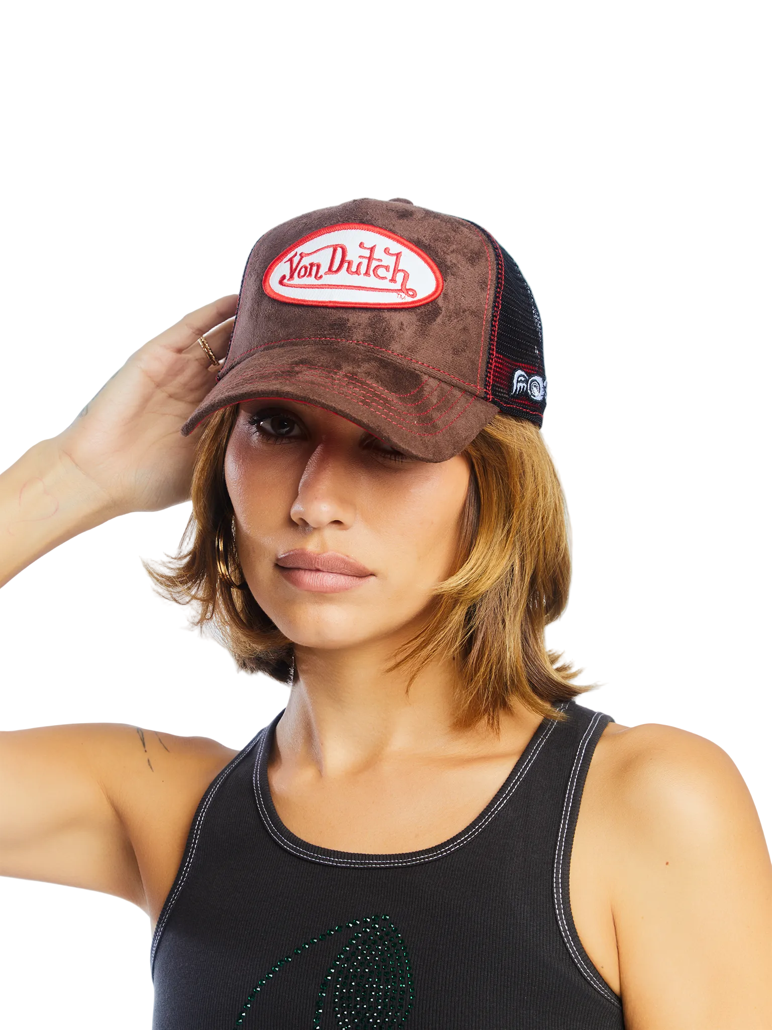 Brown & Red Velvet Trucker Hat - Image 2