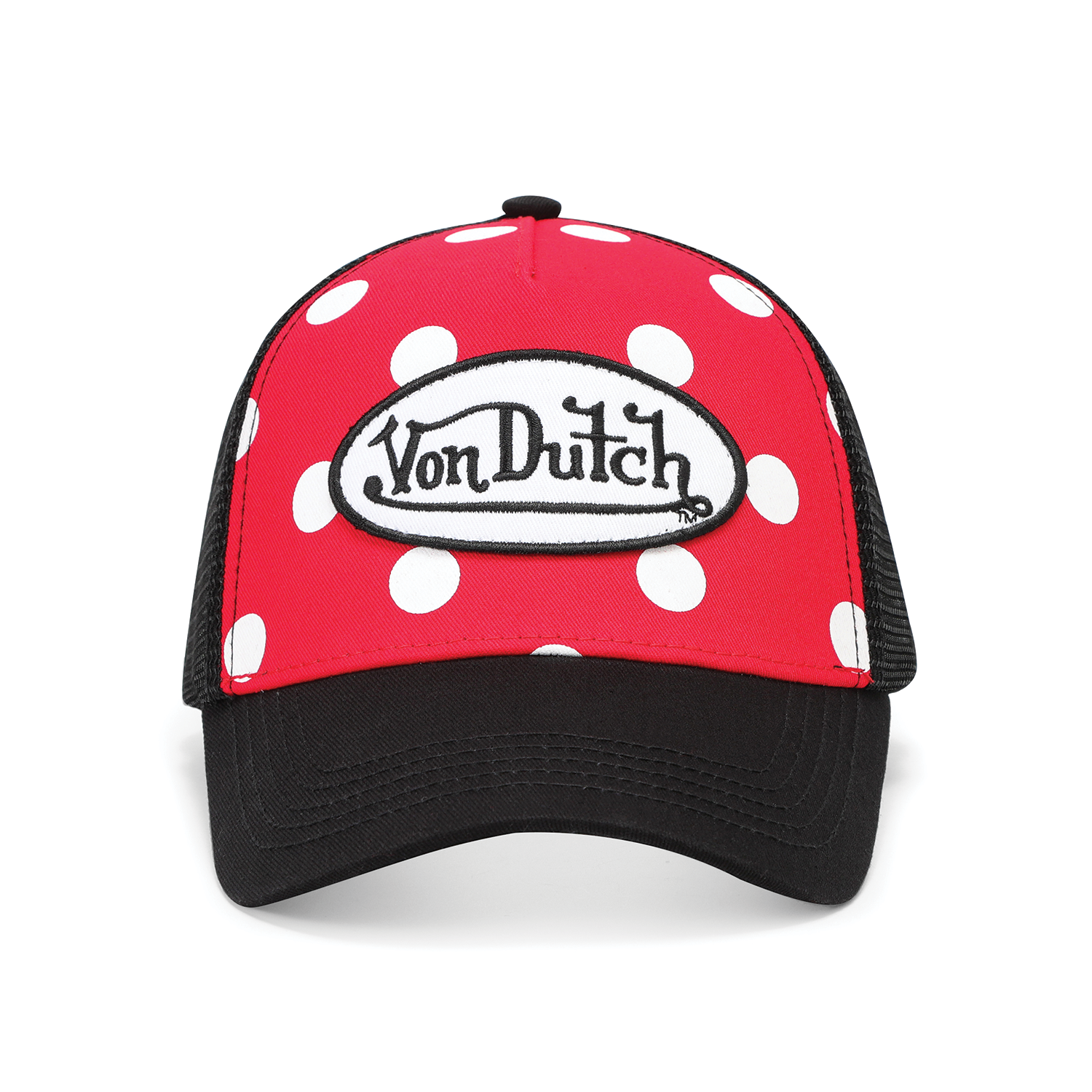 Polka Dot Trucker Hat - Cherry