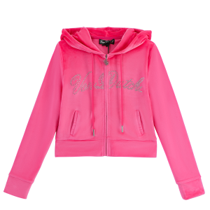 Velour Zip Up ?C Hot Pink
