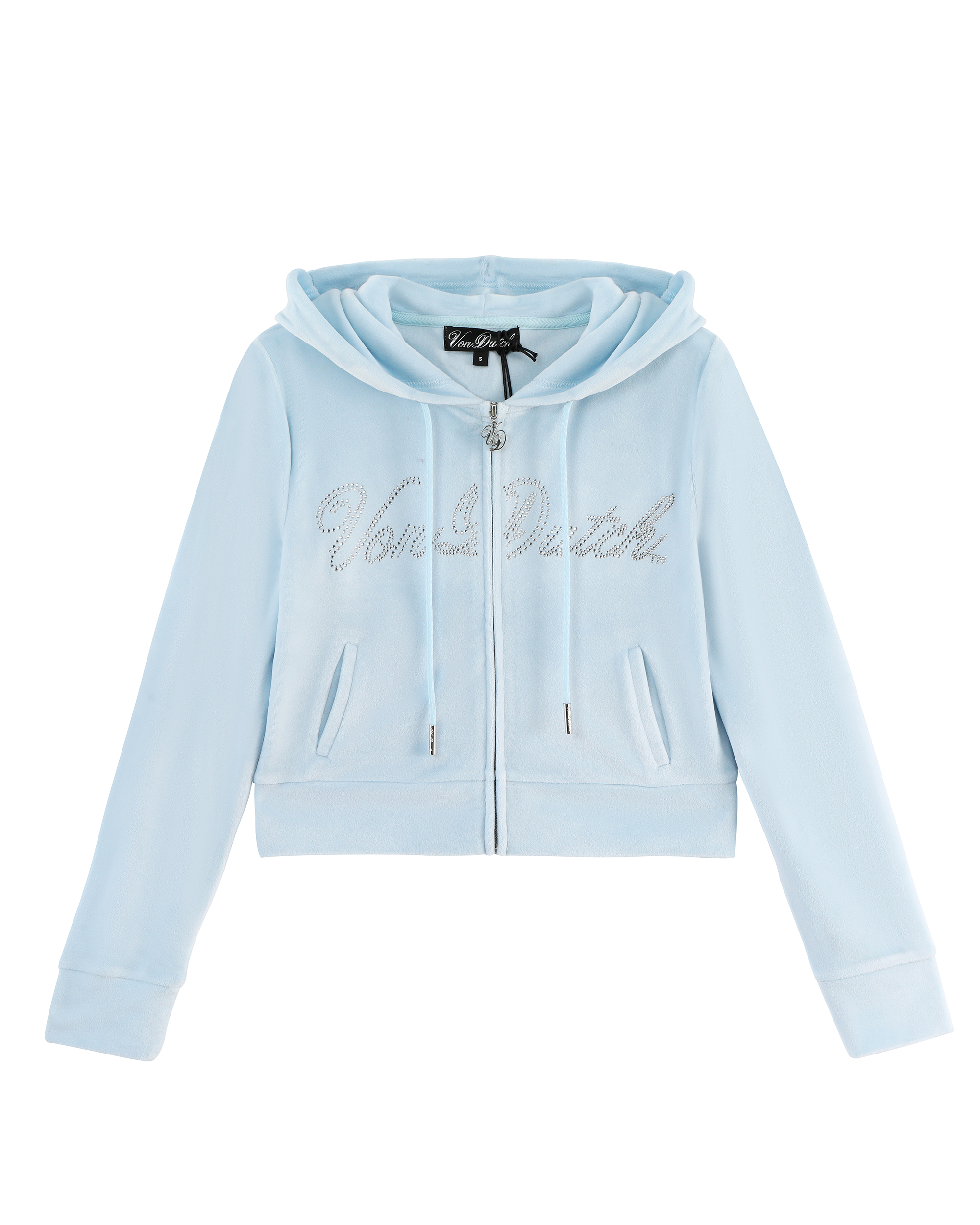 Velour Zip Up ?C Light Blue