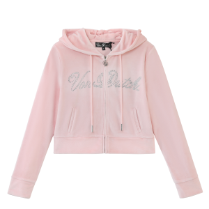 Velour Zip Up ?C Pink