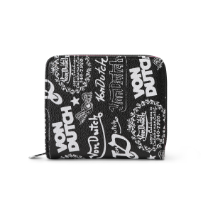 Logo Stamps Zip-Up Wallet - Black