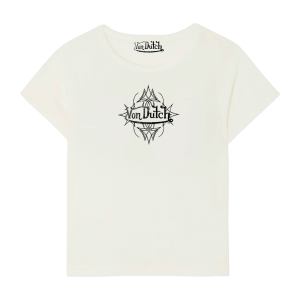 White & Black Mini Distressed Chopper Baby Tee