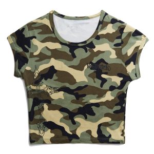 Green Camo Chopper Cross Baby Tee