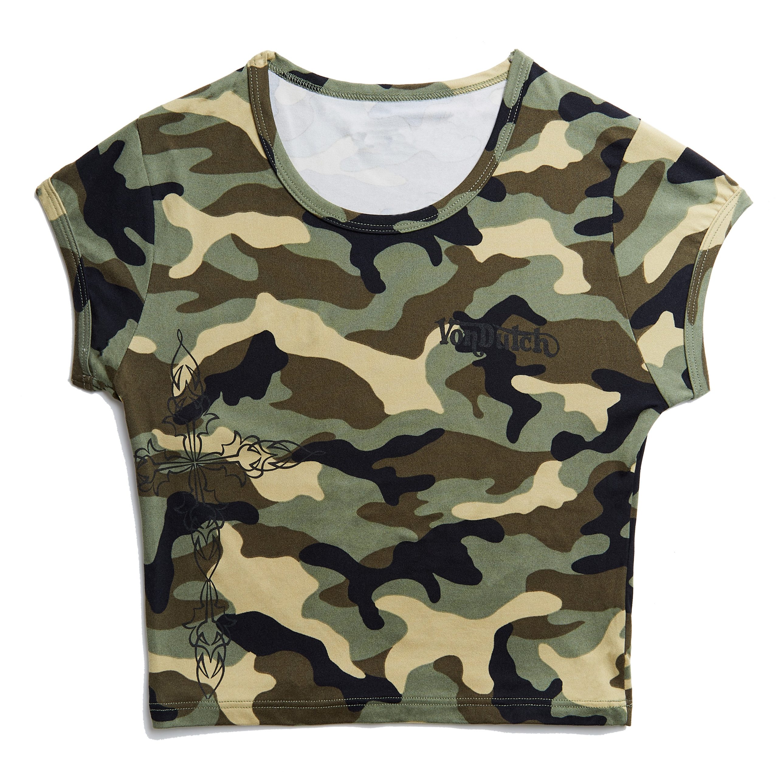 Green Camo Chopper Cross Baby Tee