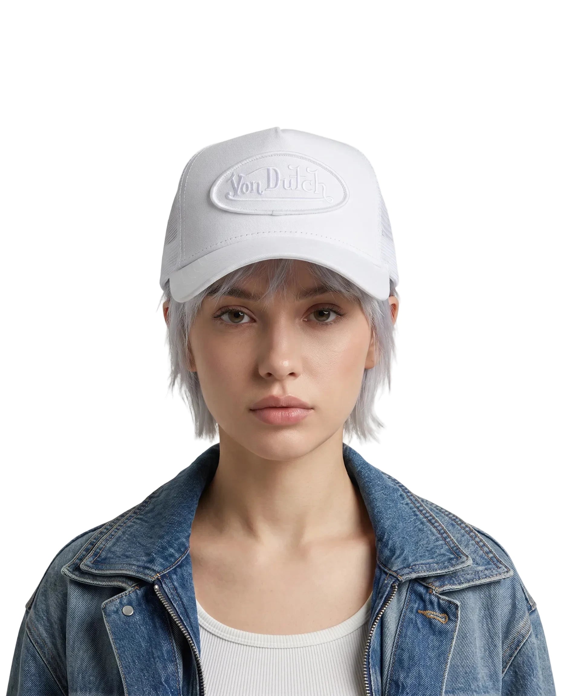 Triple White Trucker Hat - Image 2