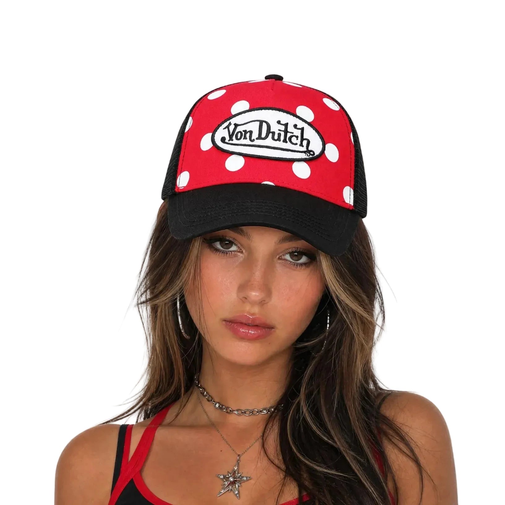 Polka Dot Trucker Hat - Cherry - Image 2