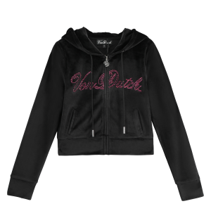 Velour Zip Up ?C Black