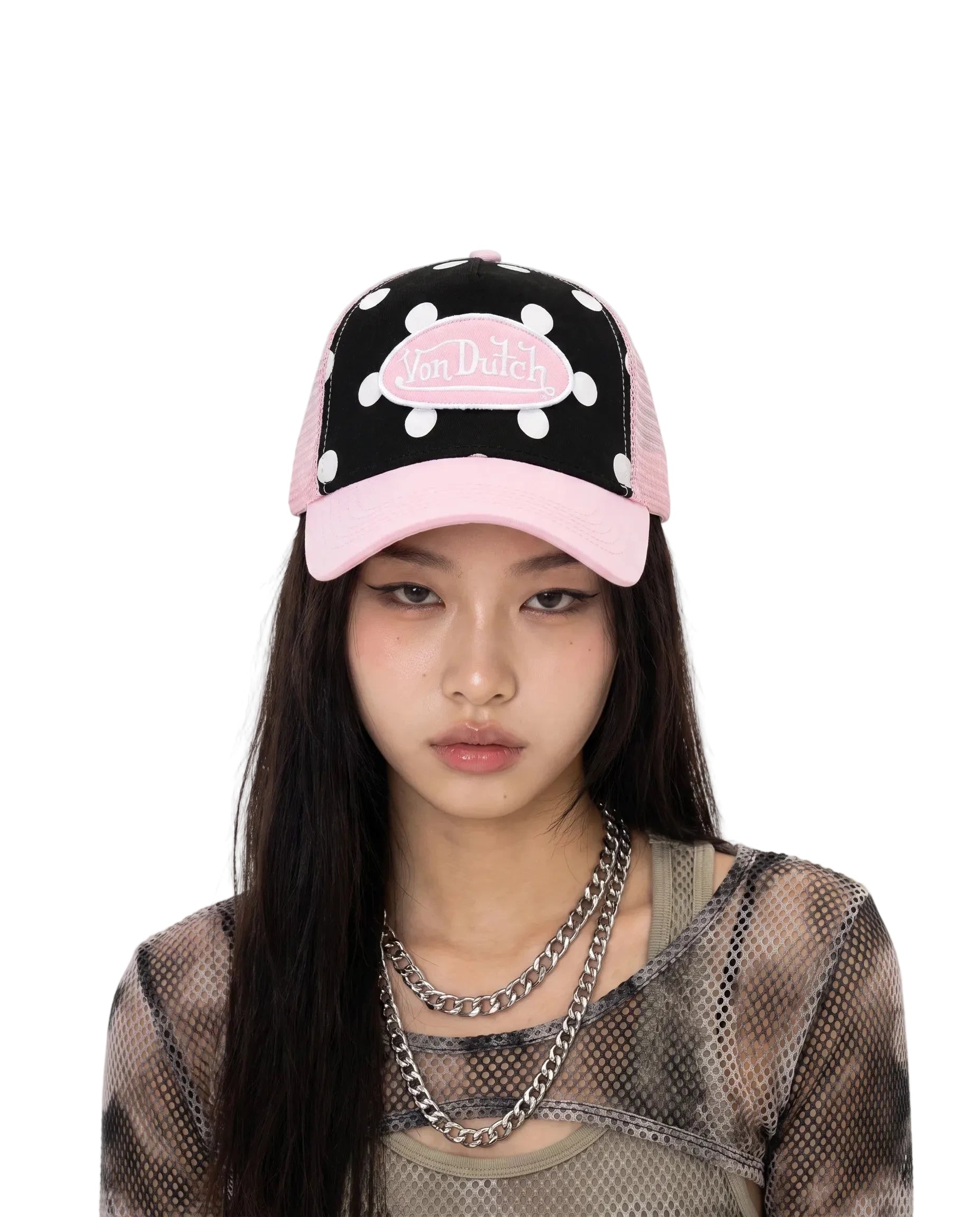 Polka Dot Trucker Hat - Pink - Image 2